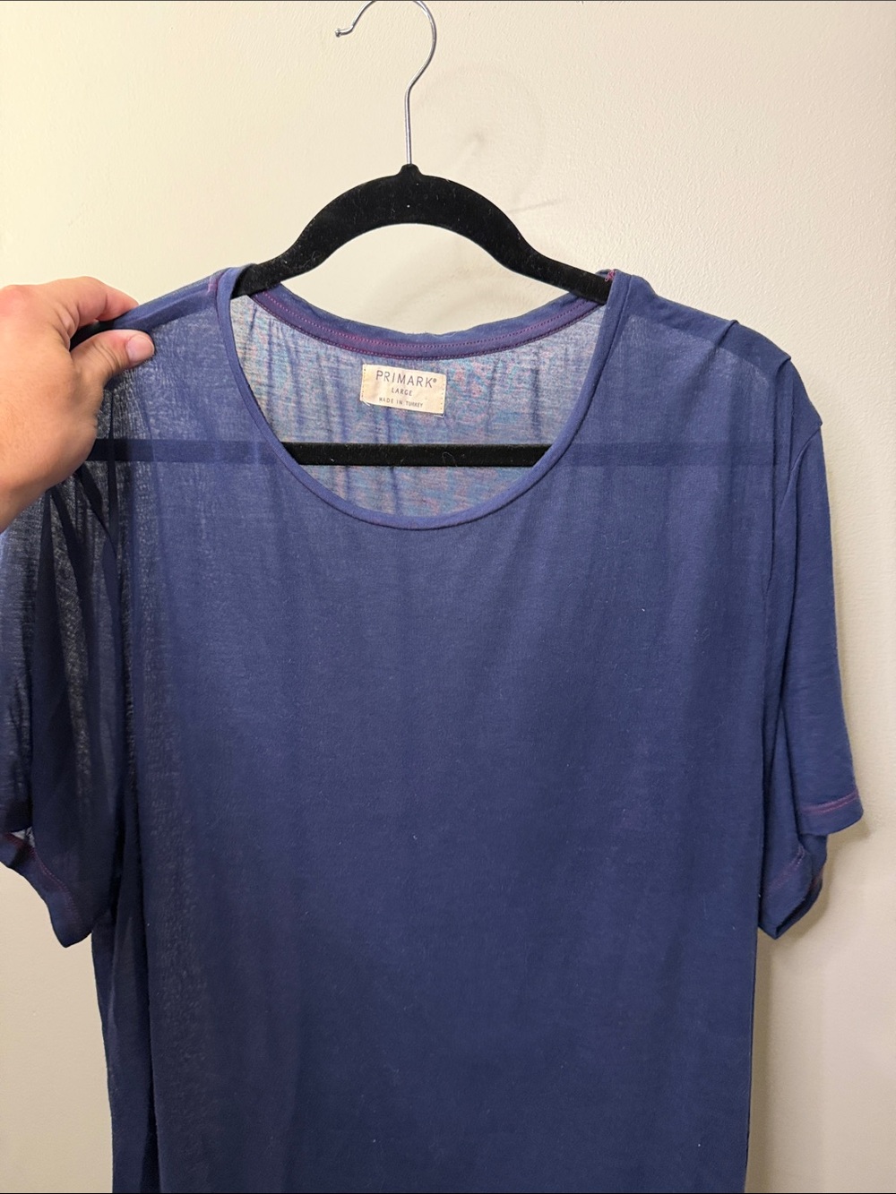 Primark Women's Sheer Short Sleeve Top - Navy Blue